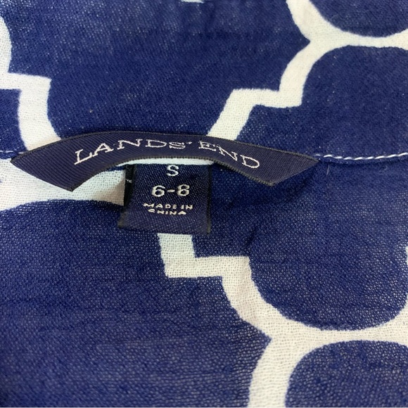 Lands End Navy and White Moroccan Tile Swim Coverup Small - Picture 7 of 7